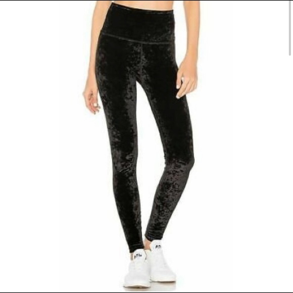 Victorias Secret PINK Ultimate Yoga Flat Leggings Velour Velvet Black - Picture 2 of 4